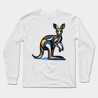 Pop art kangaroo illustration. cubism illustration of a kangaroo Long Sleeve T-Shirt